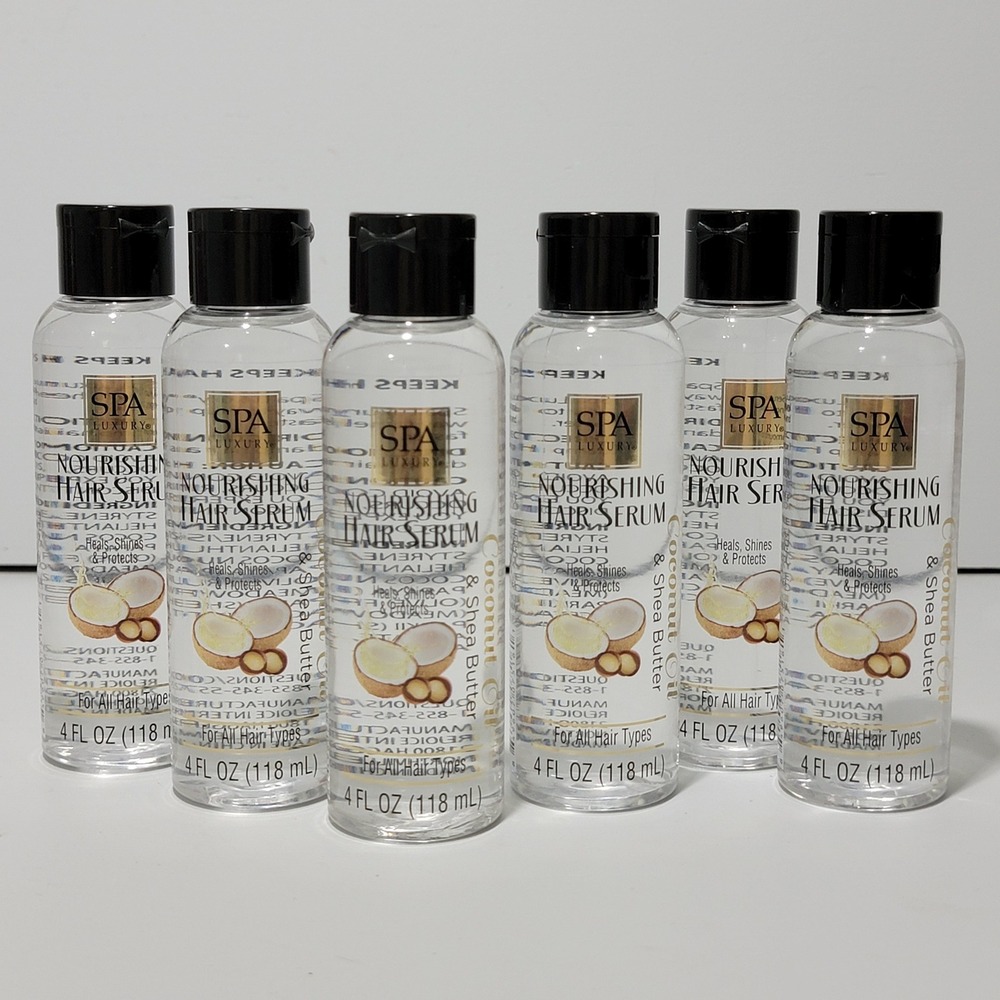 Lot of 6 Spa Luxury Nourishing Hair Serum Coconut Oil Shea Butter 4oz Each New